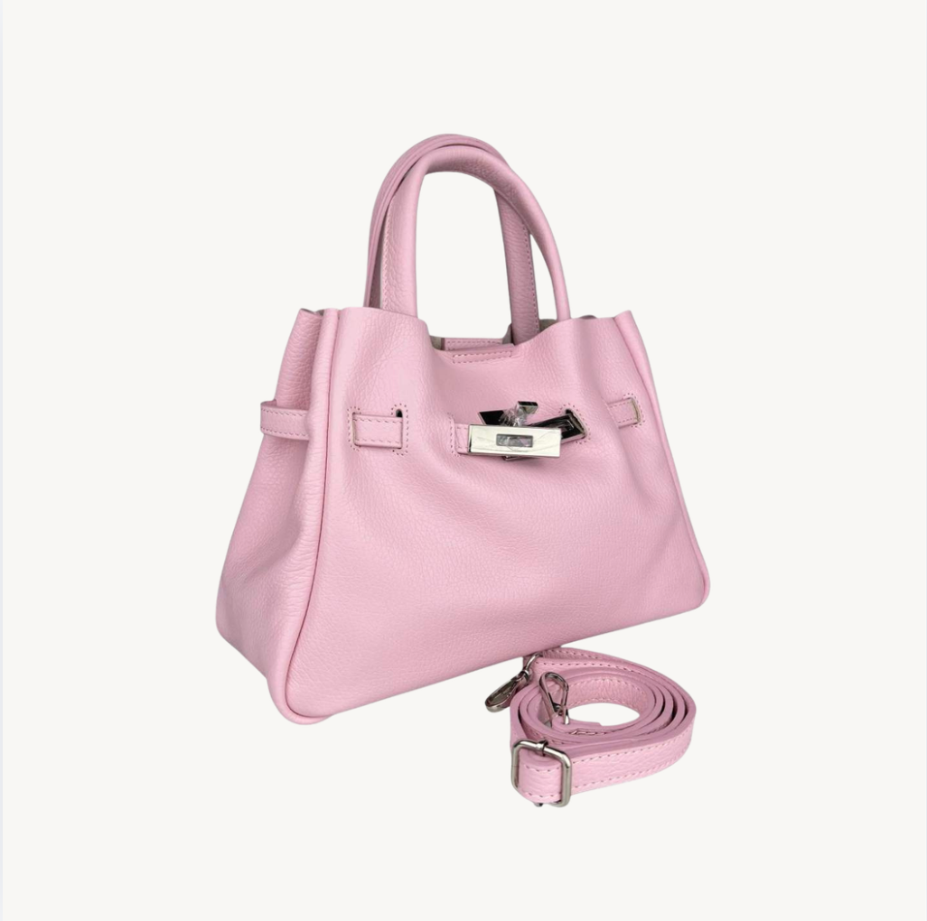 Sac à bandoulière rose en cuir fabriqué en Italie - Fiorella