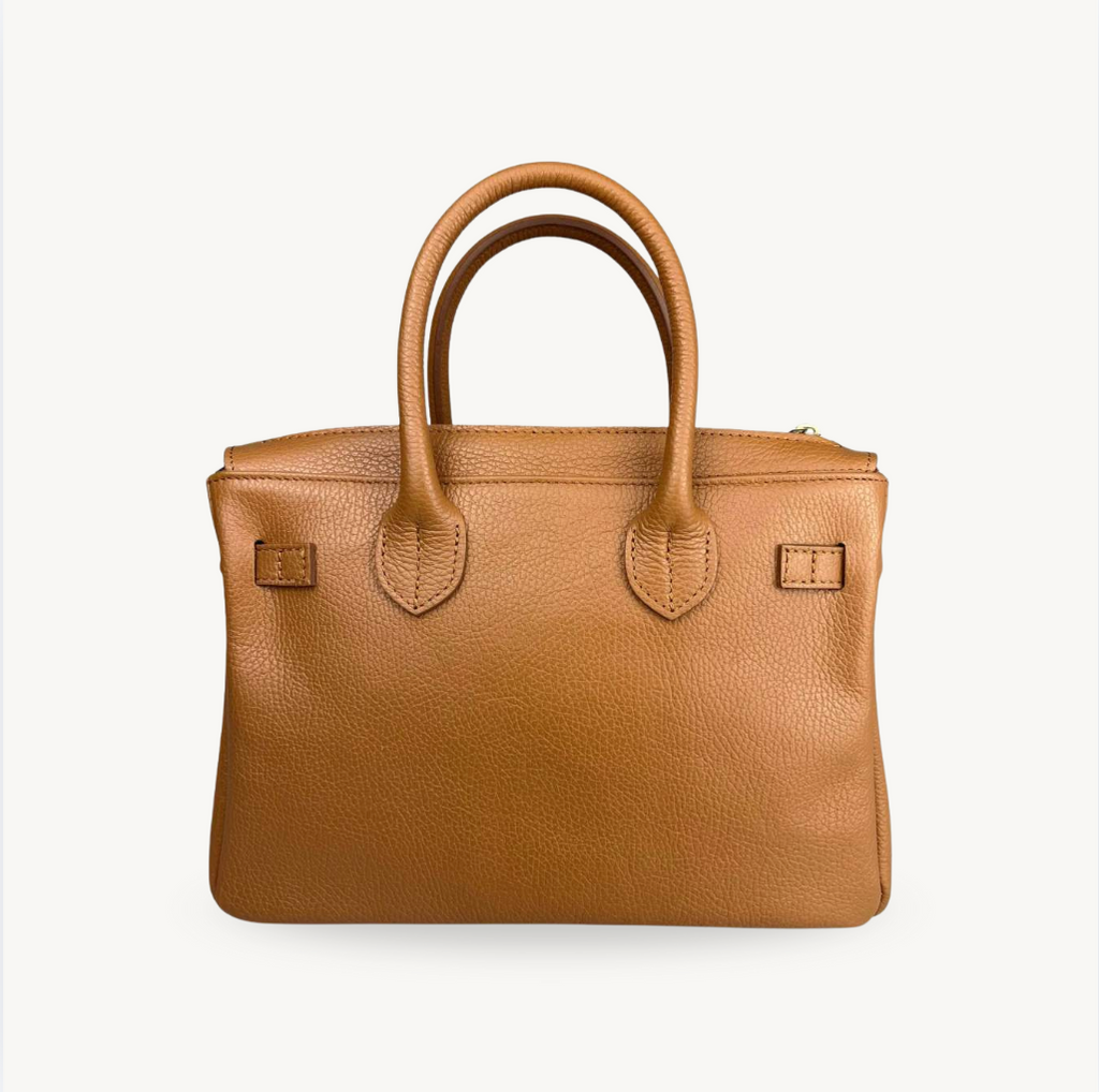 Sac à main camel en cuir fabriqué en Italie - Fiorella