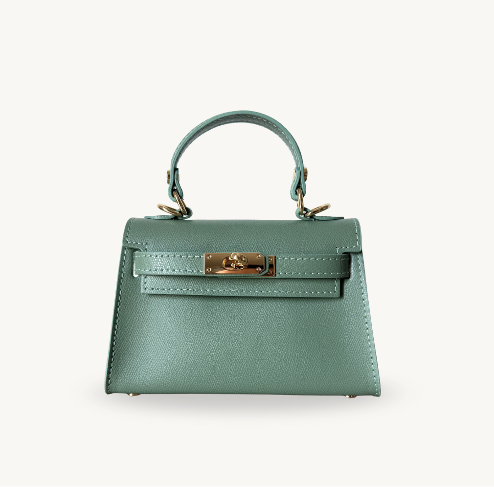 Sac à bandoulière vert menthe en cuir et boucle dorée made in italy - Fiorella