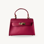 Sac à bandoulière rose en cuir et boucle dorée made in italy - Fiorella