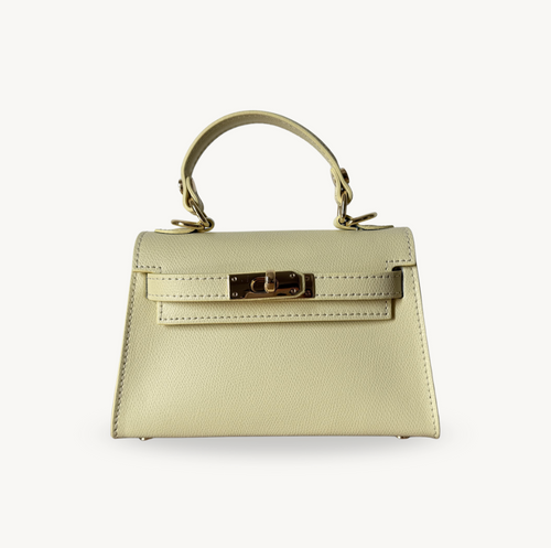 Sac à bandoulière jaune en cuir et boucle dorée made in italy - Fiorella