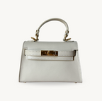 Sac à bandoulière ivoire en cuir et boucle dorée made in italy - Fiorella