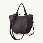 sac cabas marron foncé double anses en cuir made in italy - Fiorella
