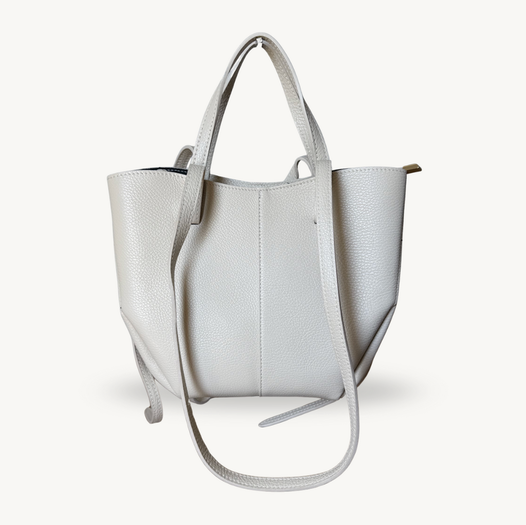 sac cabas ivoire double anses en cuir made in italy - Fiorella