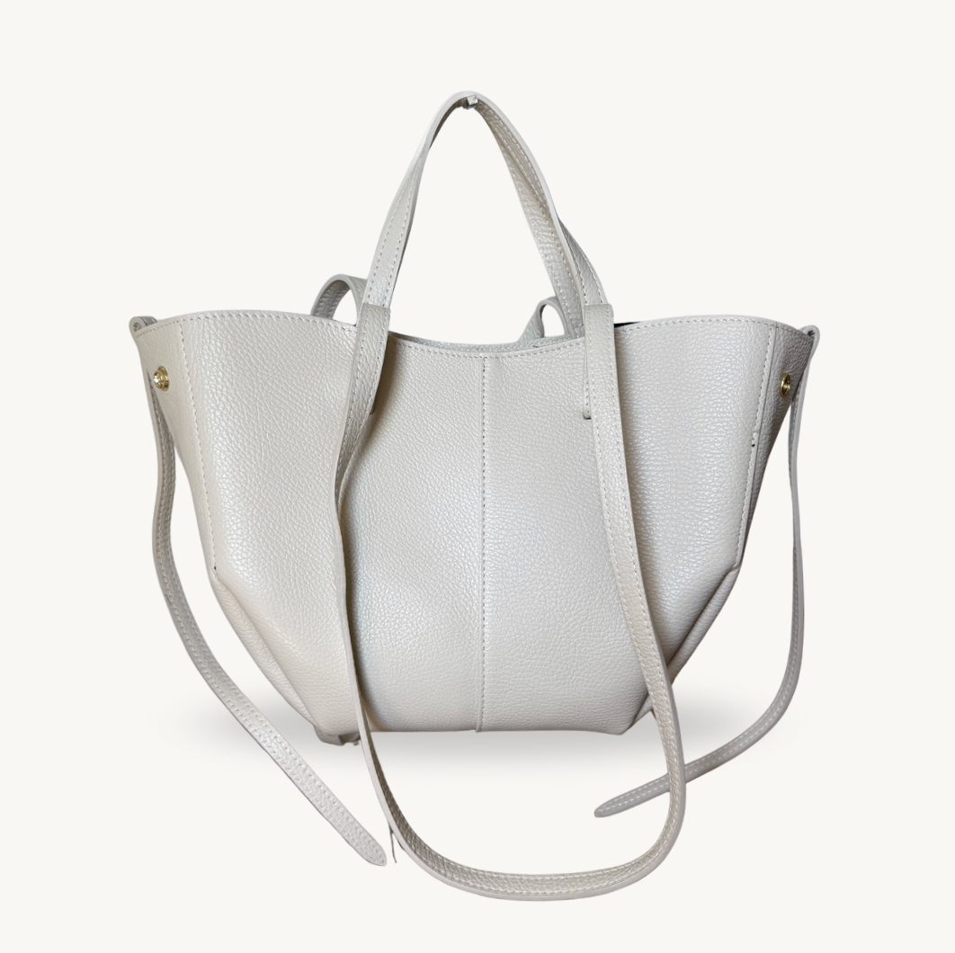 sac cabas ivoire double anses en cuir made in italy - Fiorella