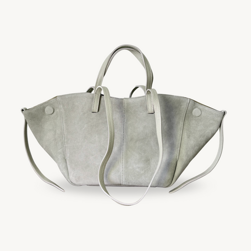 sac cabas ivoire en daim double anses made in italy - Fiorella