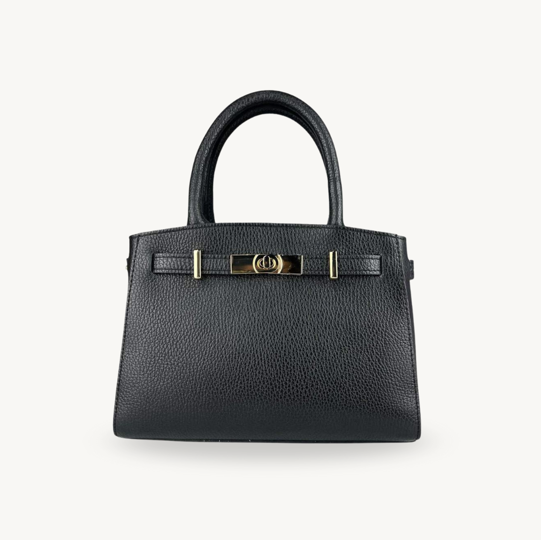 Sac à bandoulière noir en cuir fabriqué en Italie - Fiorella