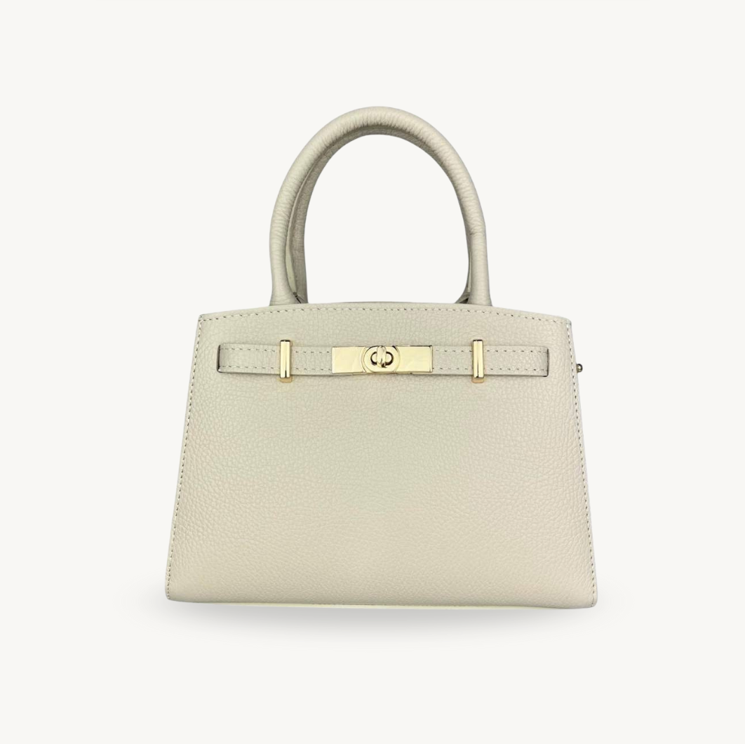 Sac à bandoulière beige en cuir fabriqué en Italie - Fiorella