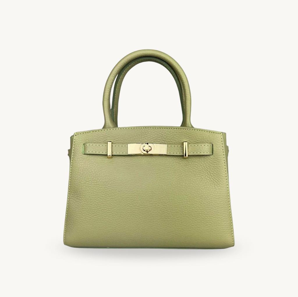 Sac à bandoulière vert sauge en cuir fabriqué en Italie - Fiorella