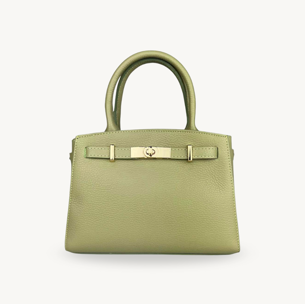 Sac à bandoulière vert sauge en cuir fabriqué en Italie - Fiorella