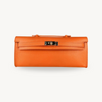 Pochette orange en cuir et boucle dorée made in Italy - Fiorella