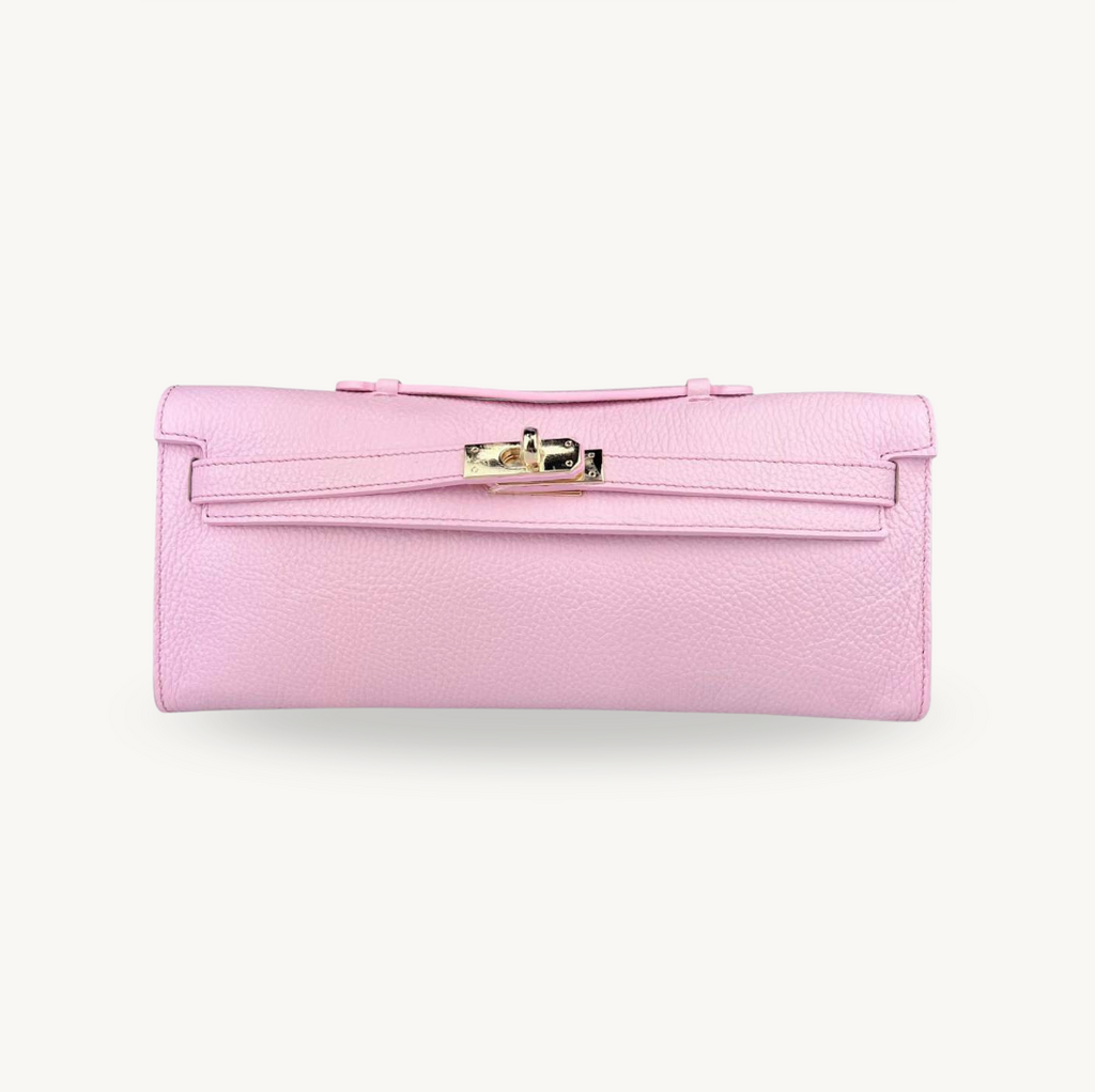 Pochette rose en cuir et boucle dorée made in Italy - Fiorella