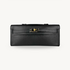 Pochette noire en cuir et boucle dorée made in Italy - Fiorella