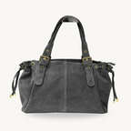Sac bowling gris en daim made in italy - Fiorella