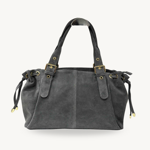 Sac bowling gris en daim made in italy - Fiorella