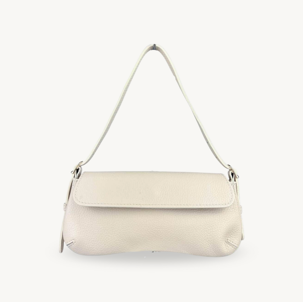 Sac baguette beige en cuir fabriqué en Italie - Fiorella