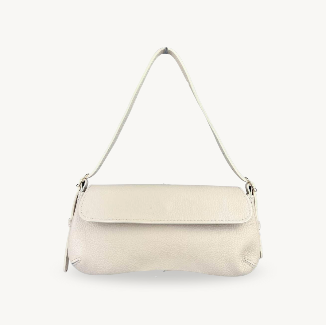 Sac baguette beige en cuir fabriqué en Italie - Fiorella