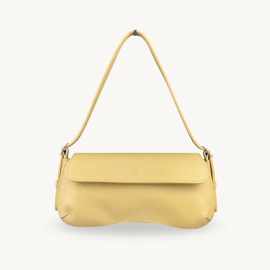 Sac baguette jaune en cuir fabriqué en Italie - Fiorella