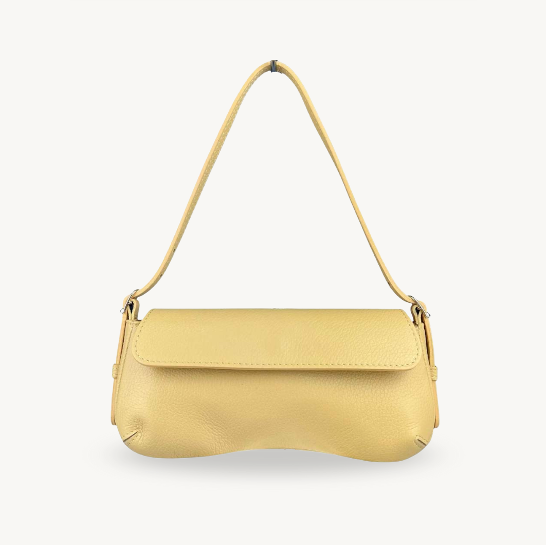 Sac baguette jaune en cuir fabriqué en Italie - Fiorella