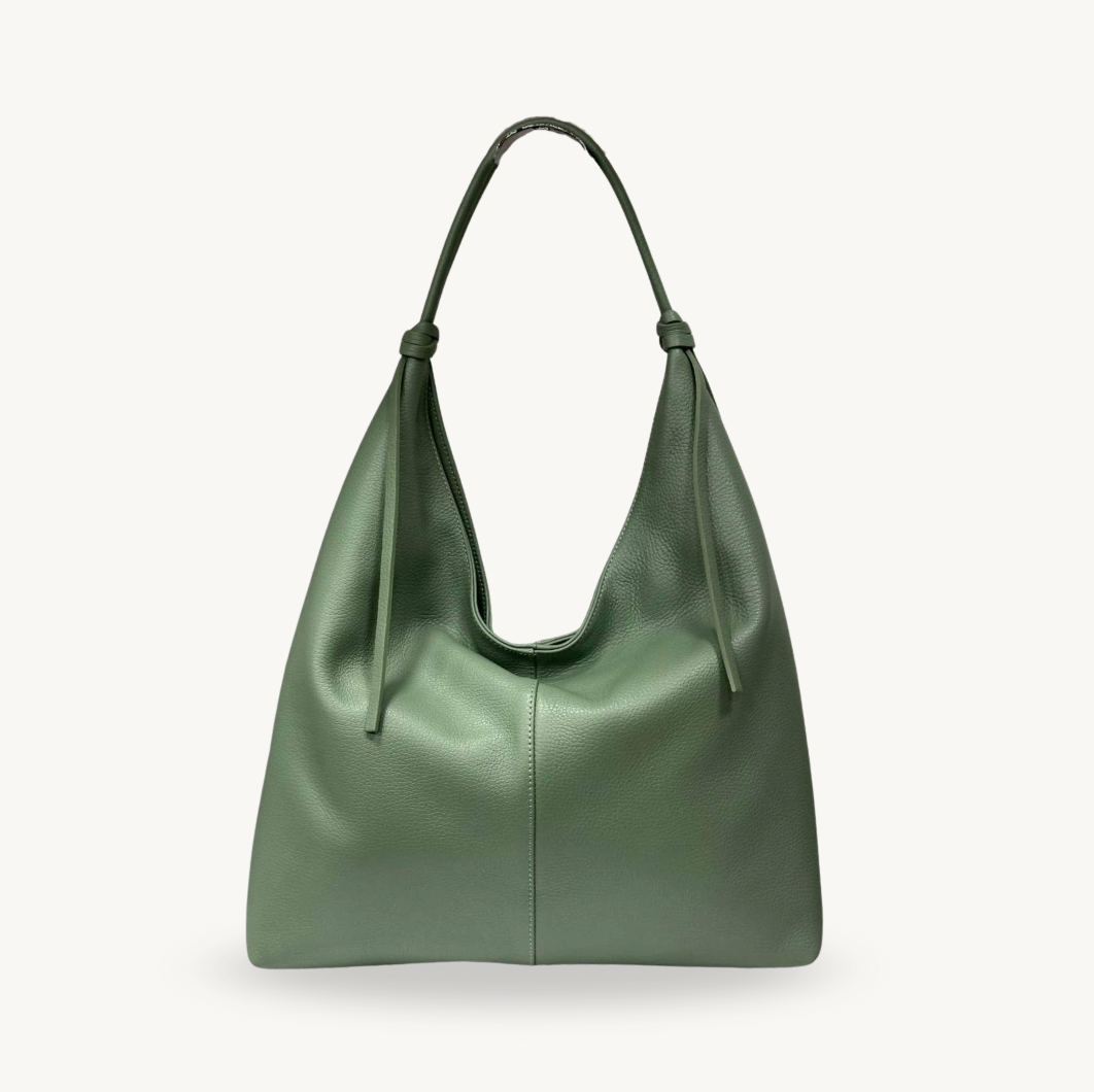 Sac hobo vert d'eau en cuir fabriqué en Italie - Fiorella