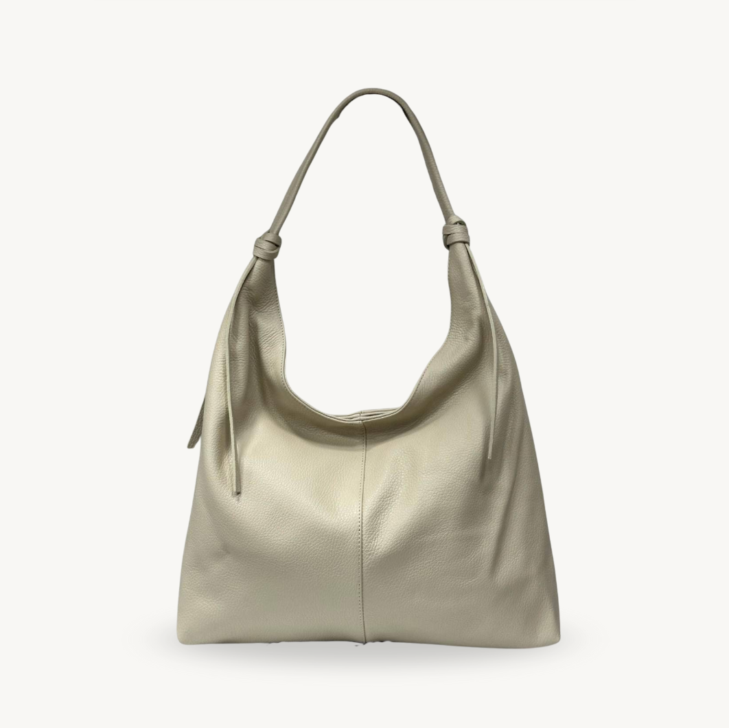 Sac hobo ivoire en cuir fabriqué en Italie - Fiorella