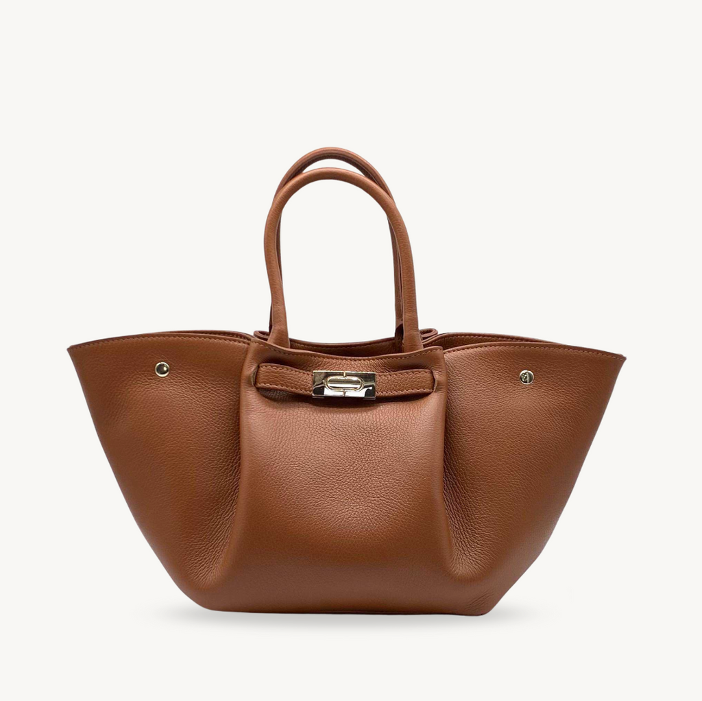 Sac à main camel en cuir made in Italy - Fiorella