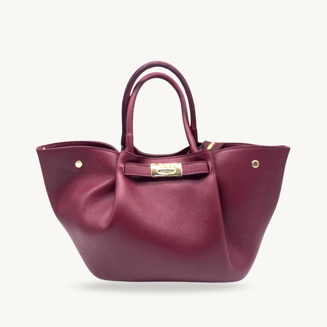 Sac à main bordeaux en cuir made in Italy - Fiorella