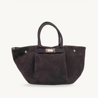 Sac à main marron foncé en daim made in Italy - Fiorella