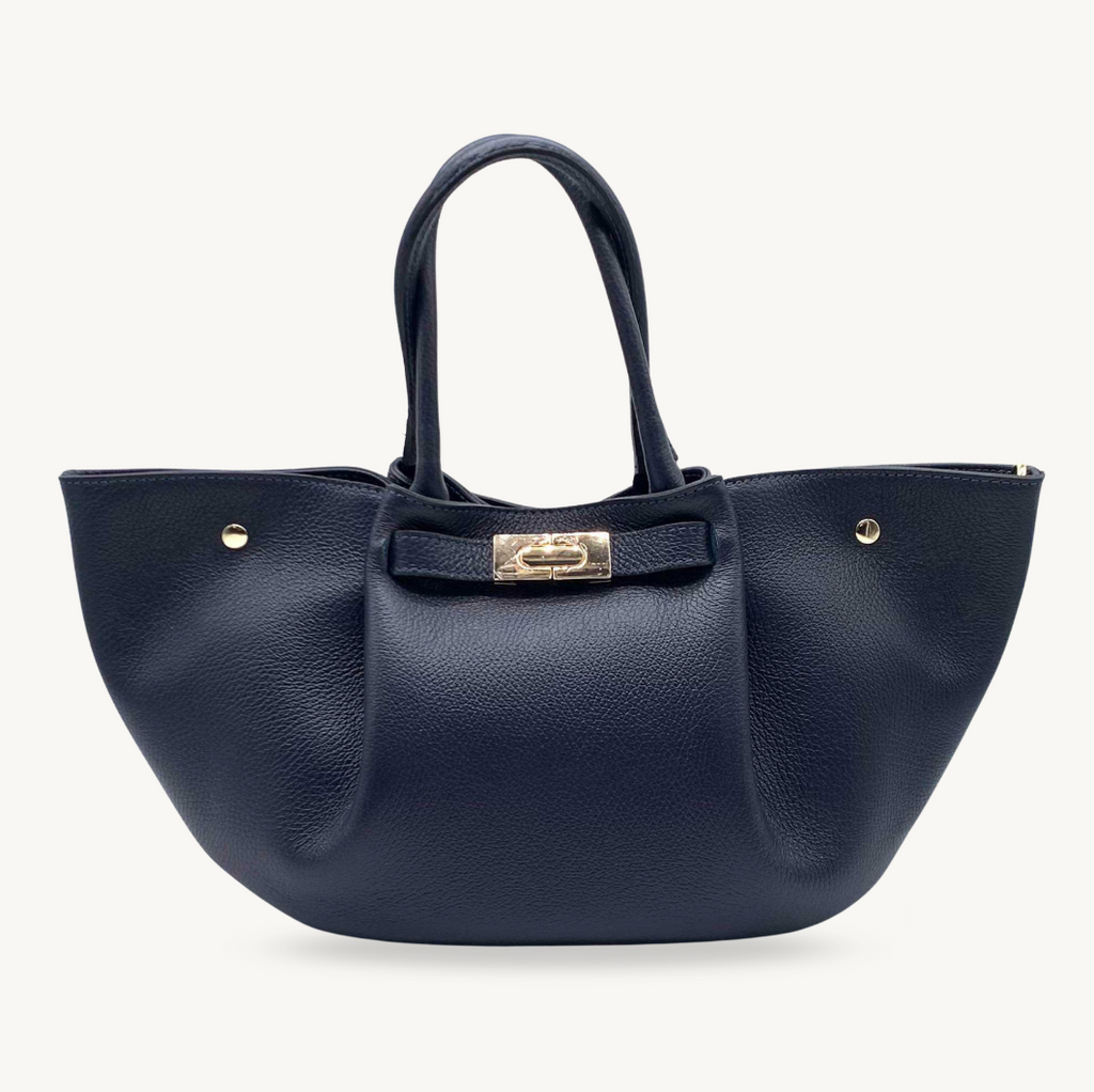Sac à main bleu marine en cuir made in Italy - Fiorella