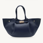 Sac à main bleu marine en cuir made in Italy - Fiorella