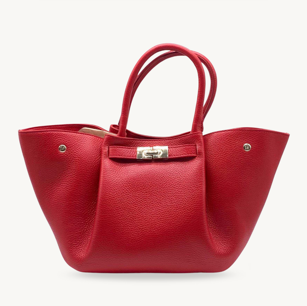 Sac à main rouge en cuir made in Italy - Fiorella
