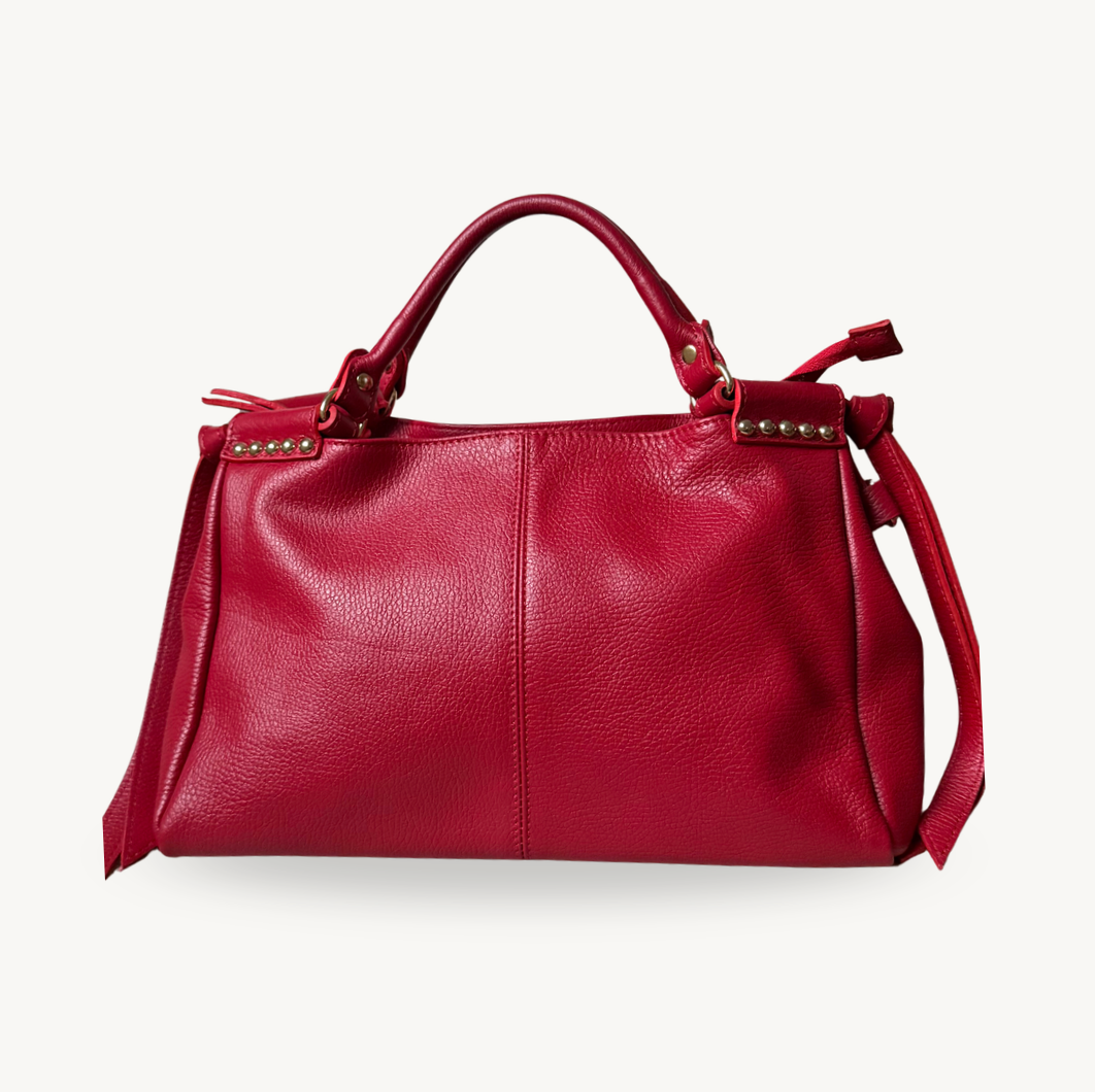 Sac à main rouge en cuir fabriqué en Italie - Fiorella