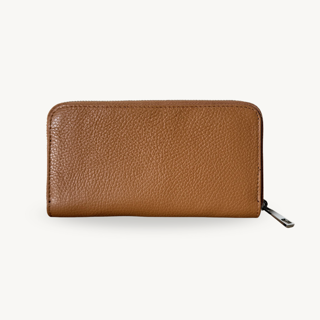 Portefeuille camel en cuir made in Italy - Fiorella