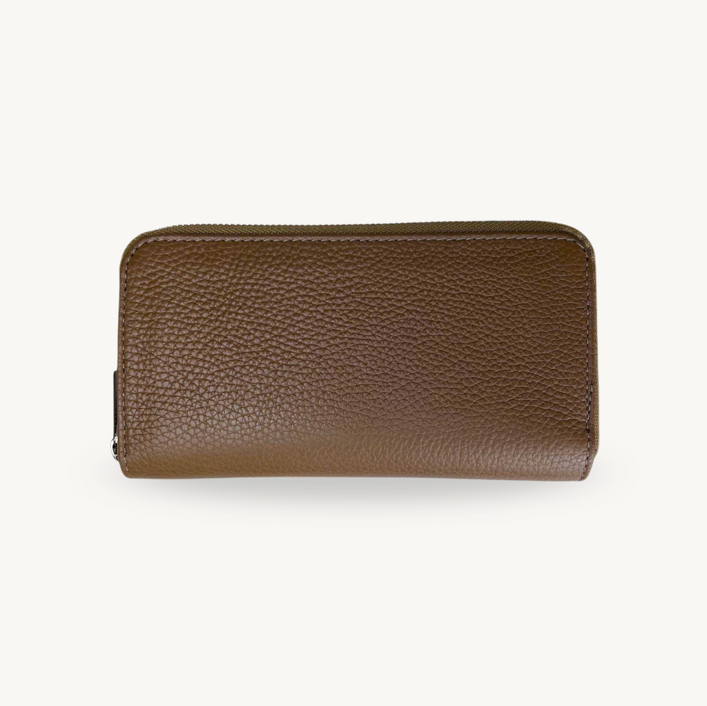 Portefeuille taupe en cuir made in Italy - Fiorella
