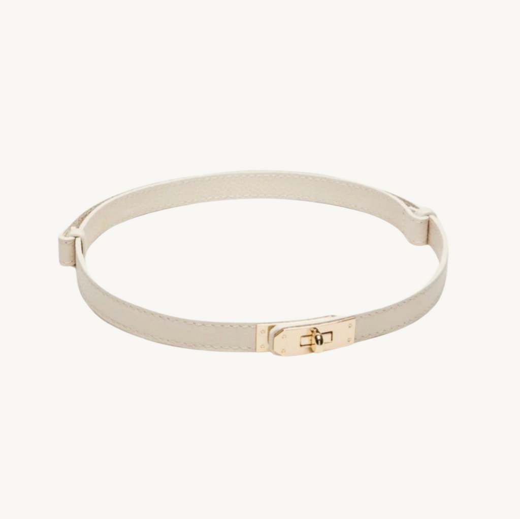 Ceinture ivoire en cuir pour femme made in italy - Fiorella