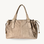 Sac bowling taupe claire en daim made in italy - Fiorella