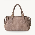 Sac bowling taupe en daim made in italy - Fiorella