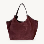 Sac cabas fourre-tout bordeaux foncé en daim made in Italy - Fiorella