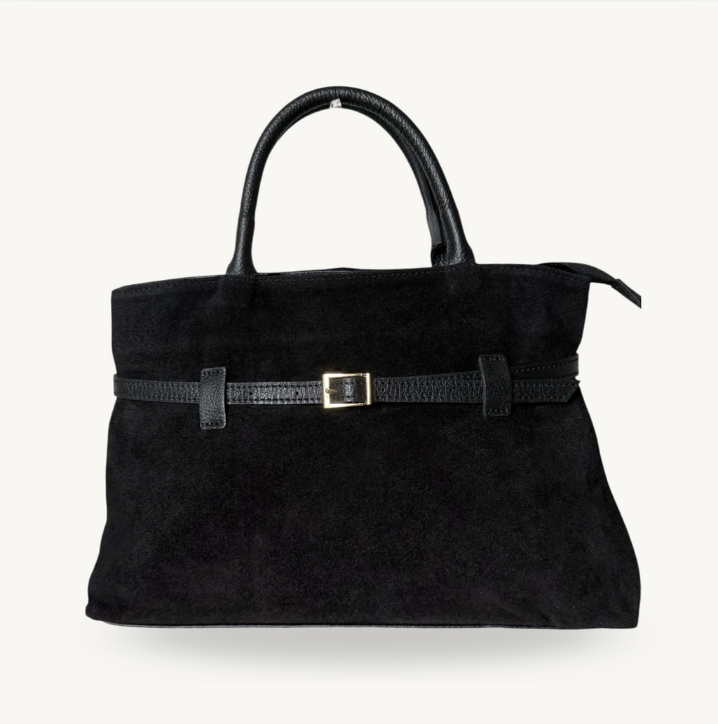 Sac à main cuir véritable noir made in Italy Fiorella MANUÉLLA