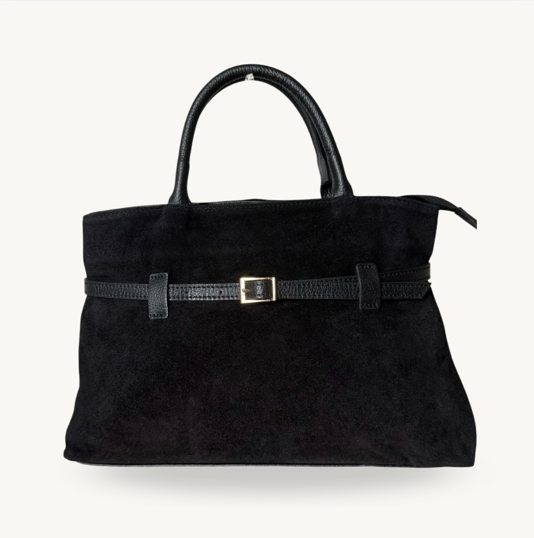 Sac à main cuir véritable noir made in Italy Fiorella MANUÉLLA