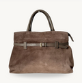 Sac à main cuir véritable taupe made in Italy Fiorella MANUÉLLA
