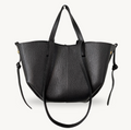 sac cabas noir double anses en cuir made in italy - Fiorella