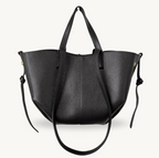 sac cabas noir double anses en cuir made in italy - Fiorella