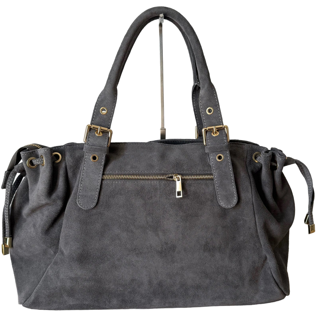 Sac bowling gris en daim made in italy - Fiorella