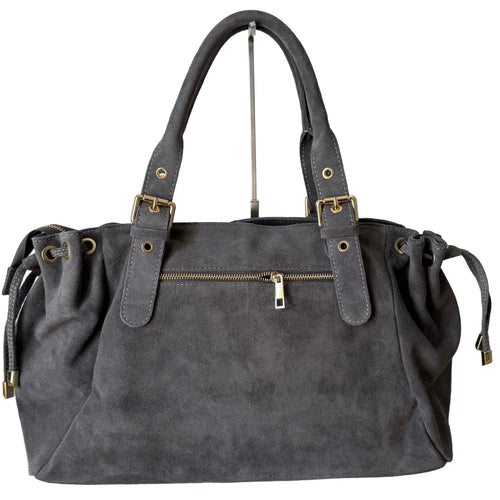 Sac bowling gris en daim made in italy - Fiorella