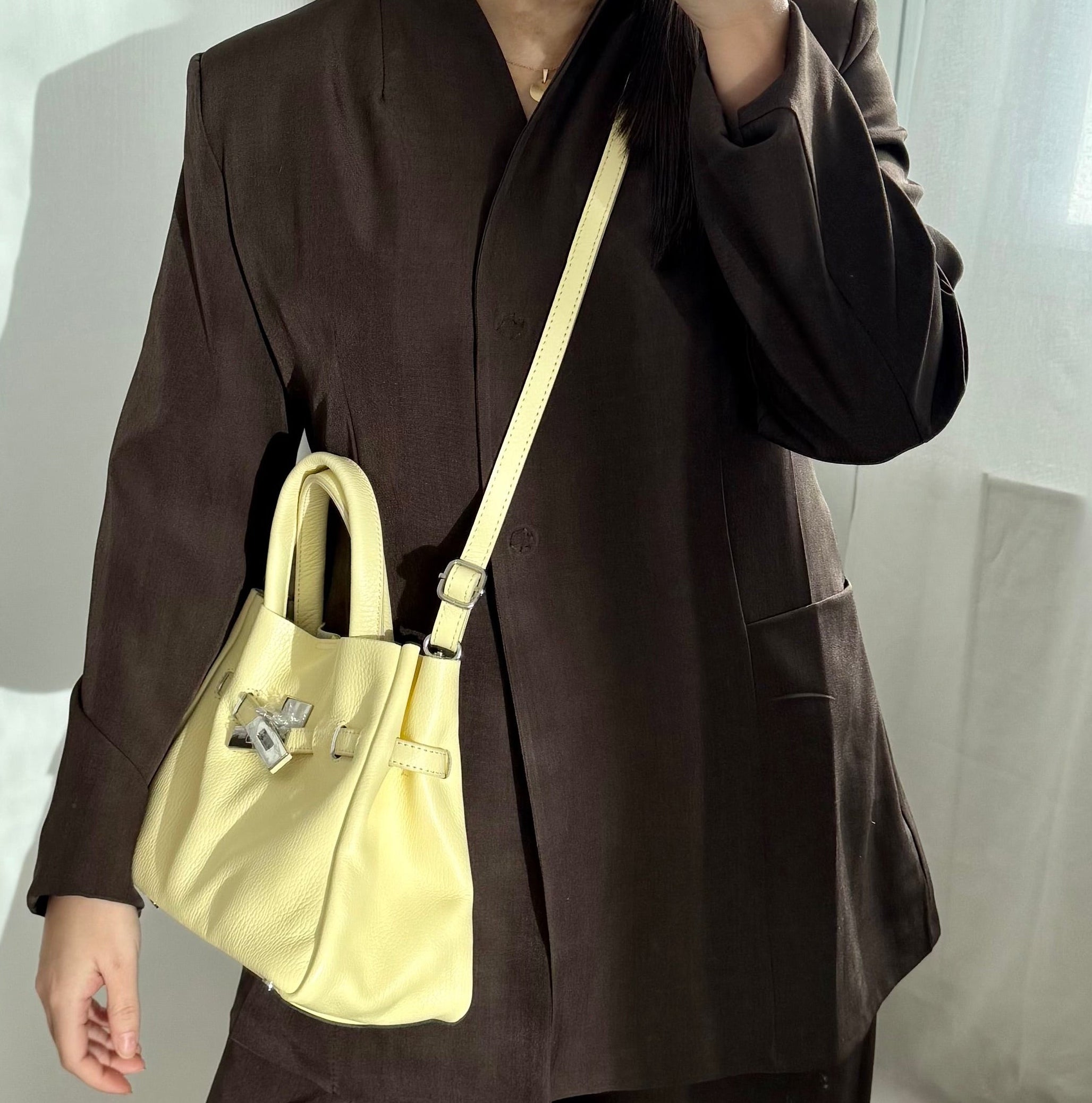 Sac à bandoulière jaune en cuir fabriqué en Italie - Fiorella