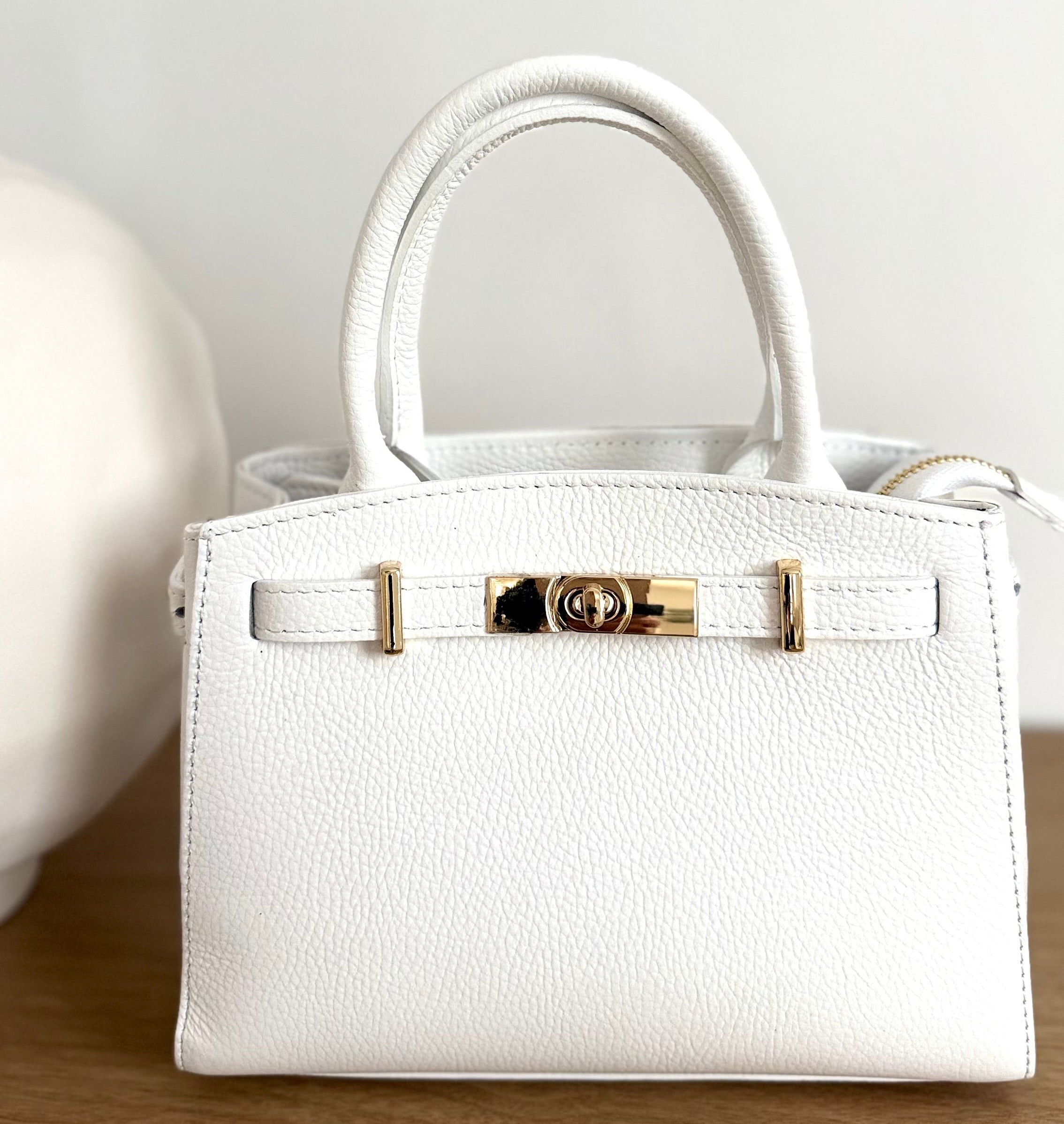 Sac à bandoulière blanc en cuir fabriqué en Italie - Fiorella