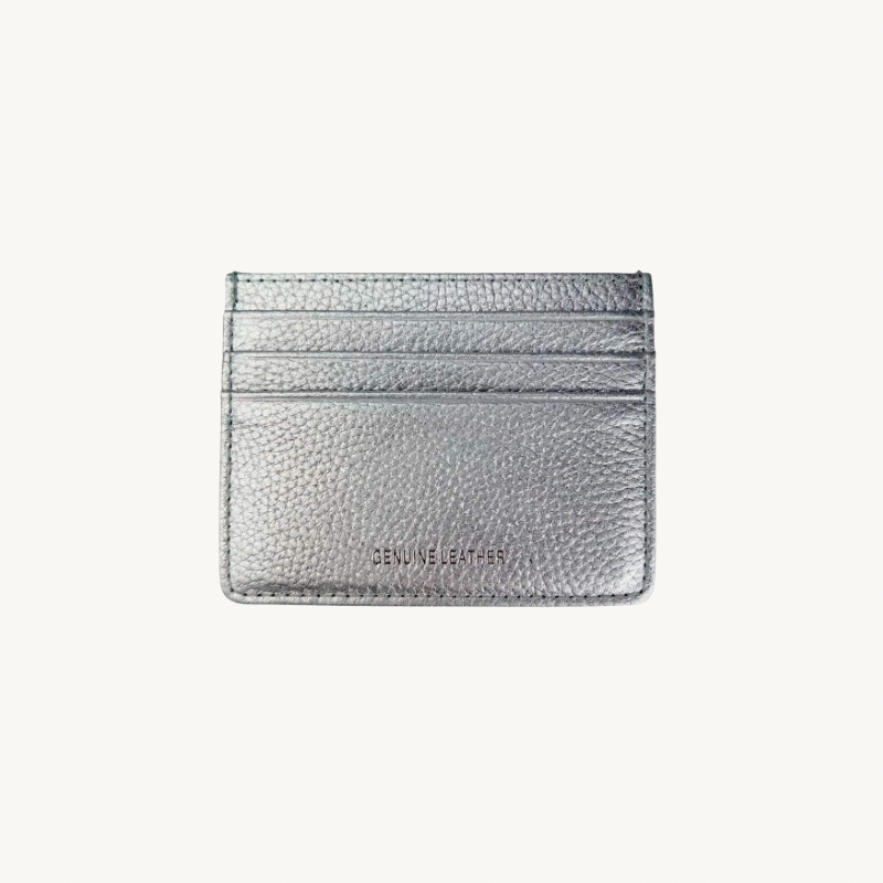 Porte-cartes argenté en cuir made in Italy - Fiorella