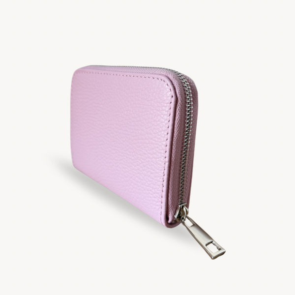 Porte-monnaie rose en cuir fabriqué en Italie - Fiorella