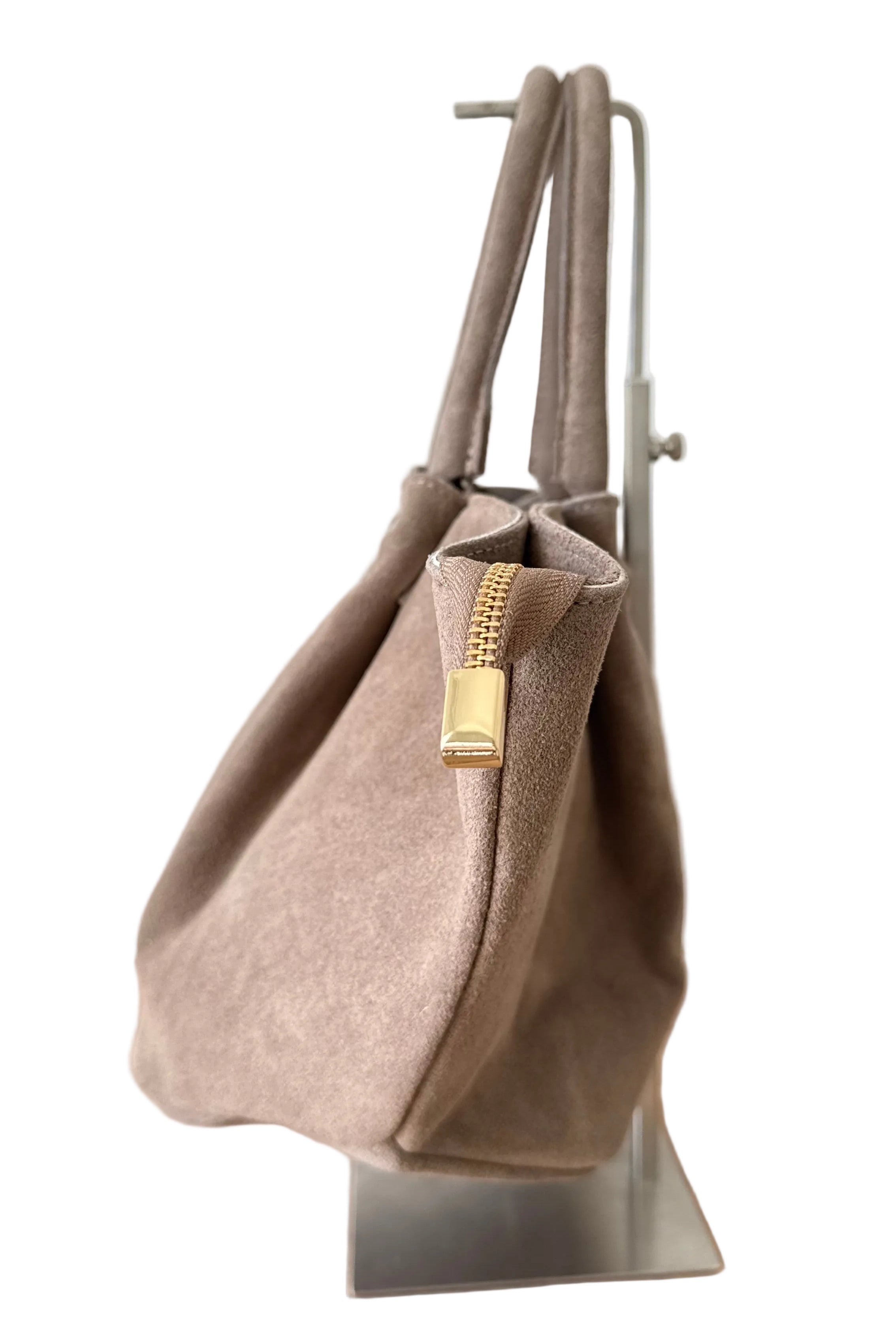 Sac à main taupe en daim made in Italy - Fiorella